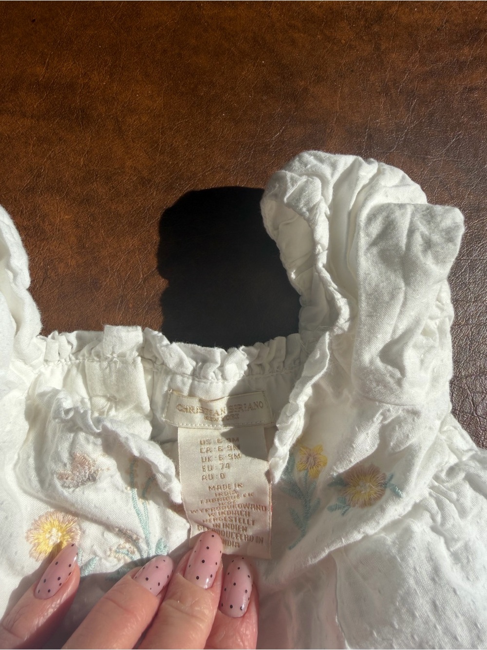 White Embroidered Ruffle Baby Dress - Picture 3 of 3